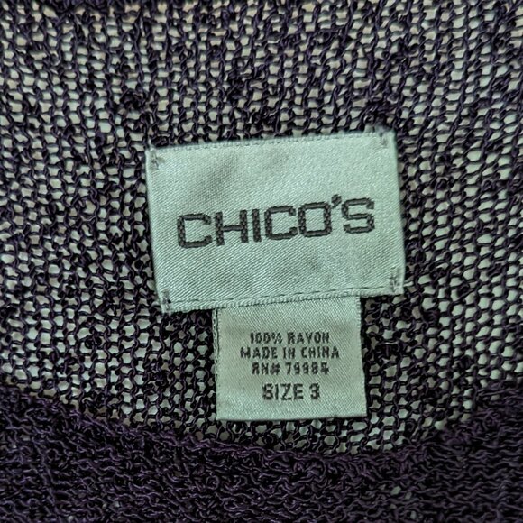 Chicos Purple Tunic Asymmetric Fringe Hem, Size 3 (L or 16) - Picture 4 of 4